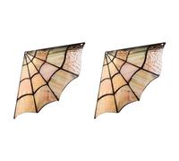 Generchin 2X Décoration de Chambre en Verre D'Araignée Décoration de Porte en Toile D'Araignée Décoration Murale Panneau d'angle Toiles D'Araignée Cadre de Fenêtre en Vitrail Maison