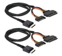 Generchin 2X Gen 4 Oculink SFF-8611 4I vers PCIe SFF-8639 U.2 NVMe avec Câble de Serveur d'alimentation 15P Mâle