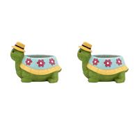 Generchin 2X Pot de Jardinière en Forme de Tortue Mignonne pour Pots de Plantes Succulentes D'Intérieur et D'Extérieur, Présentoir de Bureau pour Plantes, Pots de Fleurs en Résine