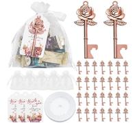 Generchin 30 Pièces Clé Décapsuleur Carte en Papier Mariage Décoration de Mariage Cadeaux de Douche Nuptiale Faveurs de Souvenirs de Mariage pour Les Invités Installation Facile, B