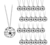 Generchin 36 Pièces Colliers de Costume de Boule Disco Miroir Colliers de Fête Disco des Années 70 Colliers de Boule Disco en Argent de 1,18 Pouces Facile à Installer et à Utiliser
