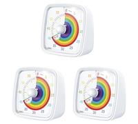 Generchin 3X Minuterie Visuelle de 60 Minutes avec Veilleuse, Compte à Rebours, Minuterie Pomodoro avec Motif Arc en Ciel pour Enfants et Adultes Blanc