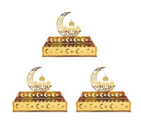 Generchin 3X Plateau Alimentaire en Acrylique Eid Mubarak, Ramadan, Assiette à Fruits, Lune, Étoile, Château, Festival Musulman Islamique, Décoration, Cadeau, A