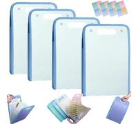 Generchin 4 Pièces Dossier Étanche Étendu, Gestionnaire de Fichiers Vertical avec Poignée 13 Pochettes A4 Multi-Pages Dossiers de Bureau Portables B