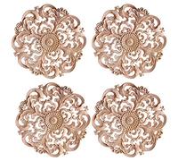 Generchin 4 PièCes en Bois Sculpté Onlay Applique Applique en Bois Non Peint Vintage Style EuropéEn Autocollant Sculpté pour la DéCoration de Meubles