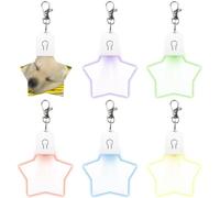 Generchin 6 Pièces Porte-Clés Vierges par Sublimation Impression par Transfert de Chaleur Porte-Clés en Acrylique LED Porte-Clés Éclairés Pendentif, Étoile