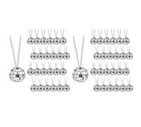Generchin 72 Pièces Colliers de Costume de Boule Disco Miroir Colliers de Fête Disco des Années 70 Colliers de Boule Disco en Argent de 1,18 Pouces