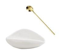 Generchin A Plateaux de Dose de Grains de Café Poterie Blanche Pure Cuillère à Café Séparateur de Thé Ensemble Outils Cuillère à Grains de Café Plateaux à Thé