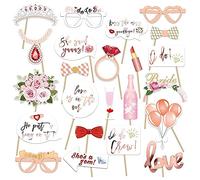 Generchin Accessoires de Photo de Mariage ou Rose, Accessoires de Photomaton de FêTe de Poule 23 PièCes, Accessoires Selfie de MariéE D'éQuipe, Accessoires de Selfie de Poule, Nuit de Poule