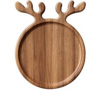 Generchin Assiette de Présentation Festive en Bois pour Noël, Élégante Assiette en Bois pour Une Ambiance de Noël, Décoration de Table, Petite