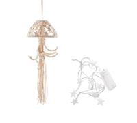 Generchin Attrape-Rêves Bohème en Macramé, Ornement Tissé à la Main avec Guirlande Lumineuse, Attrape-Rêves en Méduse pour Décoration Suspendue B