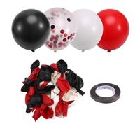 Generchin Ballons Rouges et Noirs, 67 Pièces de 12 Pouces, Ballons de Collecte de Confettis Noirs, Blancs et Rouges avec Rubans pour Anniversaire, Mariage