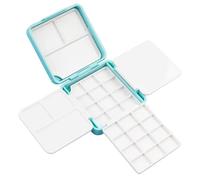 Generchin Boîte Portable pour Aquarelle avec Palette de 24 Godets, Rangement pour Demi-Godets, Étui de Voyage Portable, Organisateur de Fournitures Artistiques