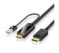 Generchin Câble Convertisseur Compatible 4K vers DisplayPort DP, Adaptateur Mâle vers pour HDTV, Conversion pour Ordinateur Portable et Moniteur Mâle.