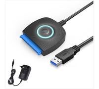 Generchin Câble de Disque Dur USB 3.0 vers SATA, Convertisseur pour Disque Dur Mécanique et SSD de 2,5 Pouces et 3,5 Pouces avec Prise EU 12V 2A.