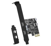 Generchin Carte D'Extension 5 Gbit/S PCIE 1X vers Double USB C PCI Express X1 vers 2 Ports Type-C Extender Convertir la Carte Riser pour Ordinateur PC