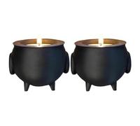 Generchin Chaudron Photophore Halloween Spooky 3D Imprimé Noir Sorcière Pot Bougeoir Festival Partys Bureau Décoration A