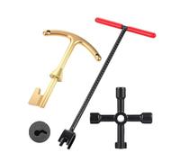 Generchin Clé de Compteur D'Eau de 16 Pouces avec Clé Multifonctionnelle à 4 Voies, Outil de Fermeture D'Eau Renforcé pour Tige en Acier, Clé à Poignée en T pour Vanne D'Arrêt Principale et Compteurs