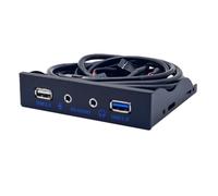 Generchin Concentrateur USB 3.0 pour Panneau Frontal de PC avec Adaptateur Audio HD, Prise Casque 3.5 mm et Micro, Noir