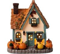 Generchin Décor Halloween Cottage Citrouille Resin LED Éclairage | Décoration lumineuse en résine avec lumière LED chaude; parfaite sur étagère ou table d’entrée, dimensions 15×9×14,5 cm.