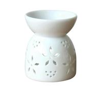 Generchin Décoration Artisanale Creuse Poêle D'Aromathérapie en Céramique Créatif Motif de Fleur Chandelier Fait à la Main Style 2