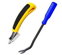 Generchin Détacheur D'Agrafes, Extracteur D'Agrafes pour Tissus D'Ameublement et Construction, Outil de Levage de Pointe, Dissolvant de Tapis Robuste, Jaune + Bleu