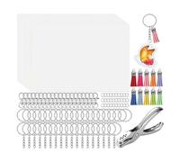 Generchin Ensemble de 161 Feuilles Rétractables pour Porte-Clés, Porte-Clés avec Chaîne, Anneau de Saut, Perforatrice pour Enfants, Translucide