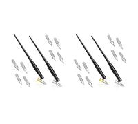 Generchin Ensemble de 20 Stylos de Calligraphie Oblique, Ensemble de Plumes de Bande Dessinée, Stylo D'Écriture Fluide, Porte-Stylo de Dessin 2 en 1 avec 16 Plumes