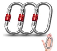 Generchin Ensemble de 3pcs de Climber: 3 Grands Crochets de Carabiner en Acier Inoxydable de 25 KN pour la Sécurité dans l'escalade et en Rappel