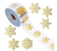 Generchin Étiquettes Adhésives Rondes Transparentes - 2 500 Pièces - Rouleau de Stickers Flocons de Neige Dorés pour Décoration de Noël