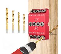 Generchin Gabarit De Guidage De Trou De Forage D'Angle 30/45/90 ° pour Trou Coudé et Droit, ModèLe De PerçAge De Vis De DéCalage De Garde-Corps De Câble, 4 Forets