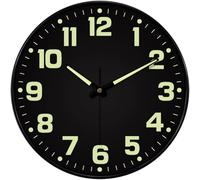 Generchin Horloge Murale Silencieuse de 10 Pouces à Piles, Horloge Analogique Ronde Lumineuse dans Le Noir sans Tic-.