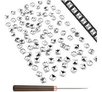 Generchin Kit de Clous et Pointes en Métal Argenté (400 Pièces), Clous Pyramidaux Carrés pour Vêtements, Comprend 1 Cône à Manche en Bois, des Clous à Griffes en Métal et une Tête de Clou