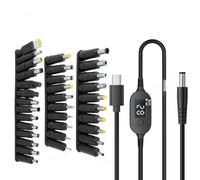 Generchin Kit de Connecteurs D'Adaptateur d'alimentation DC AC Universel 34PCS 5.5x2.1mm 140W PD USB-C Câble de Tension Réglable 5V-28V