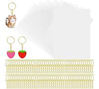 Generchin Kit de Feuilles de Plastique Thermorétractables, Papiers Rétractables, 25 Grands Films Rétractables avec 100 Porte-Clés pour Enfants (11,4 X 8 Pouces)
