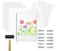 Generchin Kit de Plaques D'Impression Gel - 20 X 25 Cm, Ensemble pour Monotypie Comprenant un Rouleau, de la Peinture Acrylique, Du Papier et des Outils pour la Création de Cartes.
