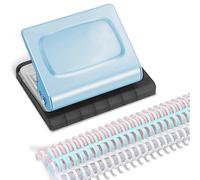 Generchin Machine de Reliure avec un Punch à 10 Trous pour les Planificateurs, 10 Anneaux de Liant Multicolores Inclus, Fonctionne avec A4 (30 Trous) et A5 (20 Trous) Bleu