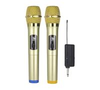 Generchin Microphone sans Fil 1 à 2 avec Récepteur Rechargeable, Microphone Dynamique à Main pour Fête, Église, Spectacle, Réunion.