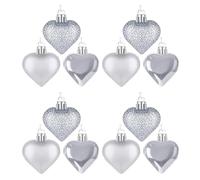 Generchin Ornements de Cœur pour la Saint-Valentin, Boules Suspendues Classiques en Forme de Cœur en Argent, Décoration de Cœur pour la Saint-Valentin, Installation Facile et Facile à Utiliser