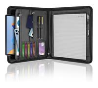 Generchin Porte-Documents en Cuir, Classeur, Organiseur Professionnel, Dossier Zippé pour Documents A4, Bloc-Notes.