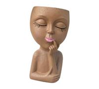 Generchin Pot de Fleur de Tête Mignonne/Pot de Fleur de, pour Plantes D'Intérieur, Pot de Fleur de de Fille Pot de Fleur de Tête de Dame Mignonne, Marron