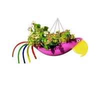 Generchin Pot de Fleur en Métal en Forme D'Oiseau Volant Exquis, Pot de Fleur de Perroquet Coloré, Jardinière Suspendue, Pot de Fleur Décoratif de Jardin, L,A
