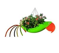 Generchin Pot de Fleur en Métal Exquis en Forme D'Oiseau Volant Pot de Fleur de Perroquet Coloré Jardinière Suspendue Pot de Fleur Décoratif de Jardin, S, B