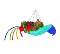 Generchin Pot de Fleur en Métal Exquis en Forme D'Oiseau Volant Pot de Fleur de Perroquet Coloré Jardinière Suspendue Pot de Fleur Décoratif de Jardin, S, D