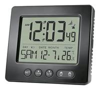 Generchin Réveil Radio Numérique avec 2 Heures de Réveil, Thermomètre, Horloge Radio-Commandée, Fonction Snooze de 5 Minutes, Fuseaux Horaires Réglables.