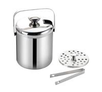 Generchin Seau à Glace avec Couvercle et Pince Seau à Glace Isolé Bouteille de Vin de Champagne à Double Paroi en Acier Inoxydable avec Passoire B