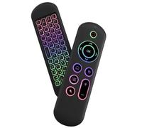 Generchin Télécommande Vocale Bluetooth 2,4 GHz, Souris sans Fil avec Gyroscope, Clavier Rétroéclairé 7 Couleurs pour Android TVBox et PC