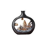 Generchin Vase en Résine Artistique, Décoration de Table, Décoration de Maison de Luxe, Nouveau Style Chinois, Décoration de Vase de Paysage de Montagne, Court