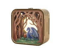Generchin Veilleuse Cadeaux Toucher à la Main Dessin Animé DIY Lumières D'Ambiance Stéréo en Bois Cadeaux de la Saison de Remise des Diplômes Guerrier -Dragon