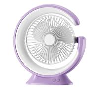 Generchin Ventilateur de Lampe de Bureau 1200 MAh Mini Ventilateur Électrique Portatif Multifonction Pratique à 3 Vitesses, Violet